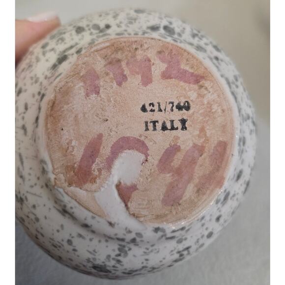 Terracotta Pottery Art Glazed Basket Green White Drip Paint Made Italy Numbered - Picture 6 of 9